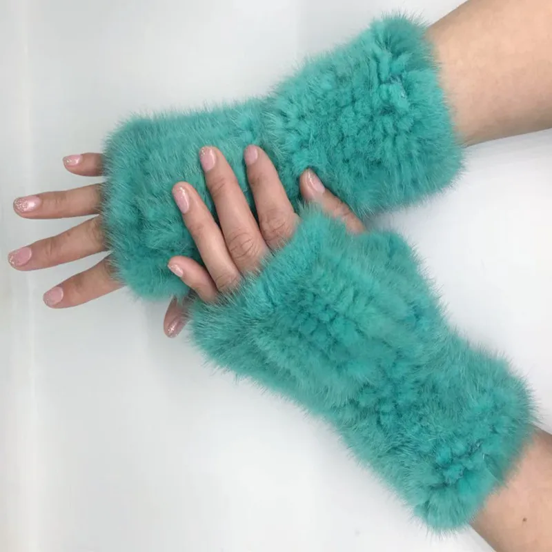 

Genuine Knitted Mink Leather Gloves Winter Fingerless Gloves 2019 Gloves Arm Covers New 100% Natural Mink Leather