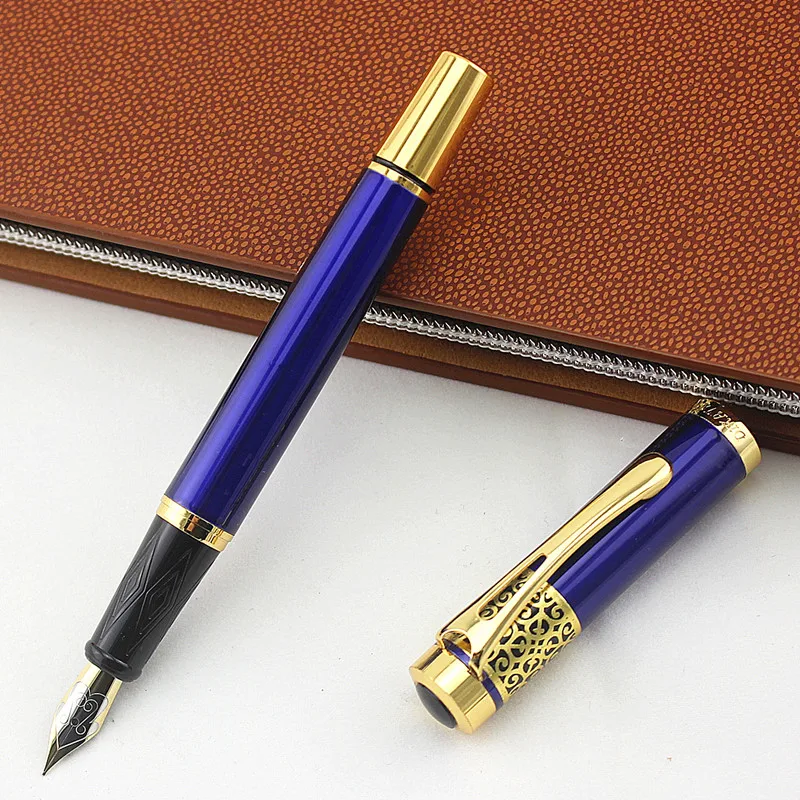 New blue Fountain Pen Gift Box packaging Large cap heavy hand feel Free