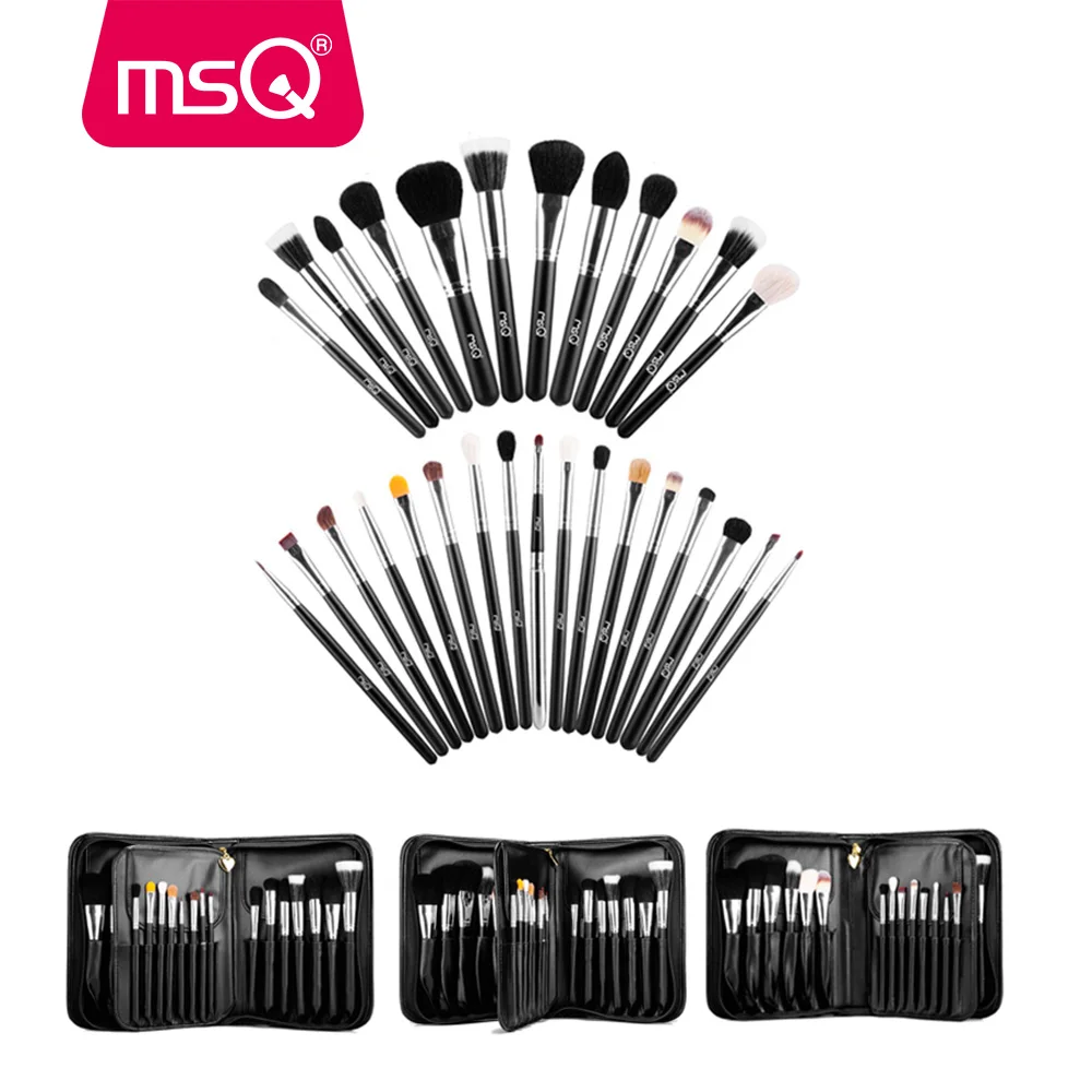 

MSQ Professional 29pcs Goat Hair Makeup Brushes Cosmetic Brush Tool Kit With a Black Leather Bag