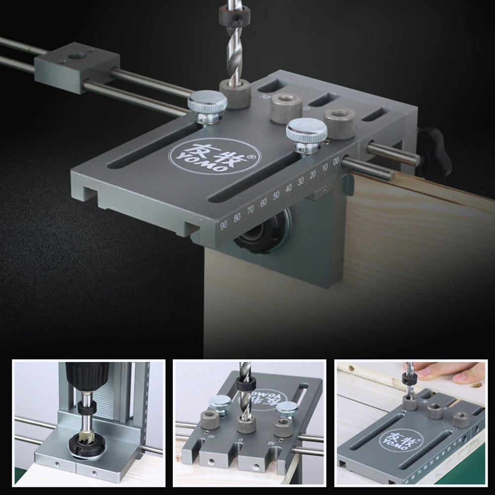 

3 in 1 Woodworking Hole Drill Punch Positioner Guide Locator Jig Joinery System Kit Dowelling Jig for Furniture DIY Tools