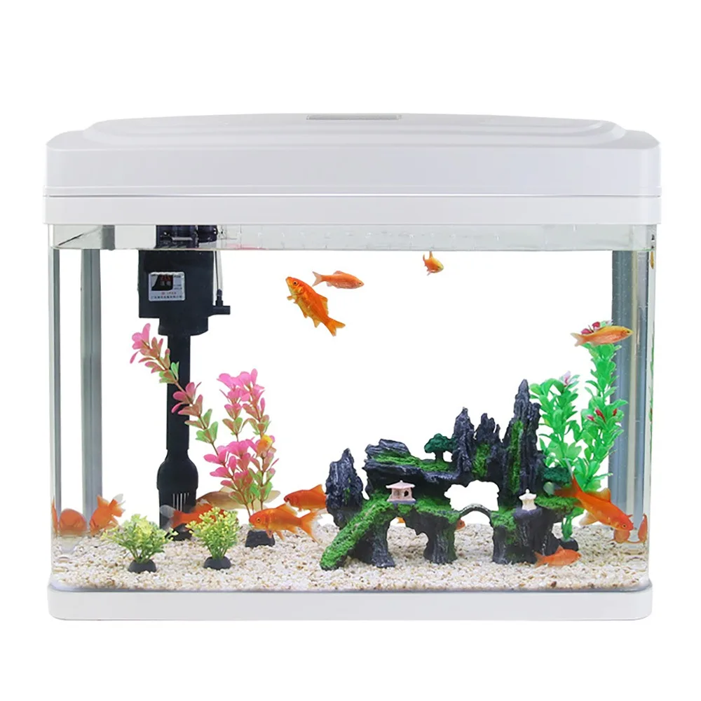 

Desktop Fish Tank with LED Lamp Light Aquarium Incubator with Automatic Filter System Mute Pump Aquarium Home Decoration