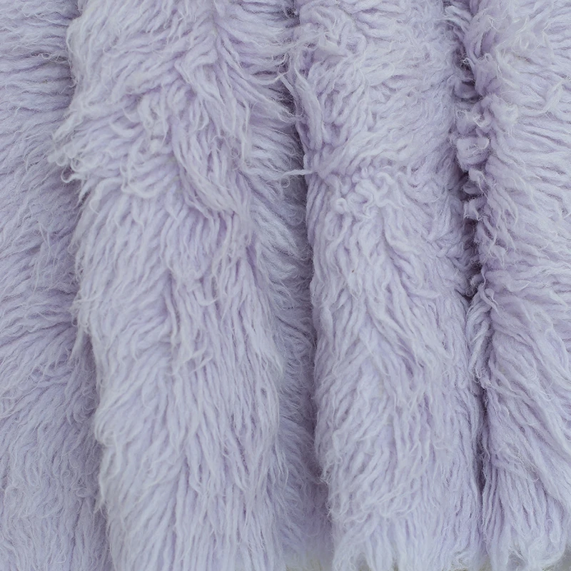 Lavender Curly Wool Fur Flokati Fur Wool Fabric Blanket Newborn Blanket