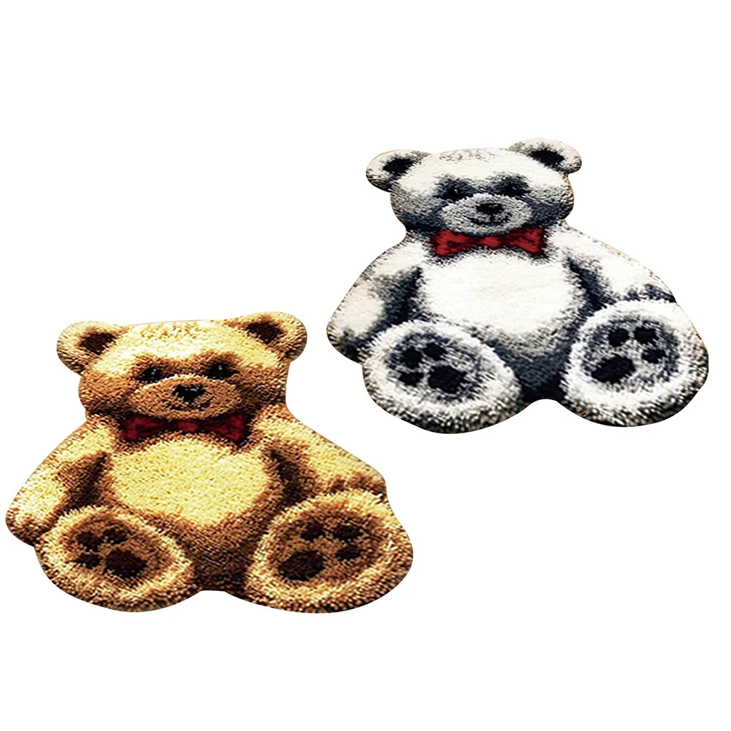 

Latch Hook Kits for Beginners DIY Bear Cushion Rug Children Christmas Gift