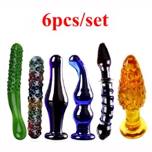 Exquisite Luxury 6 pcs/set glass dildo anal plug gay sex toys for woman big dildos butt plugs fake cock anus dilator buttplug