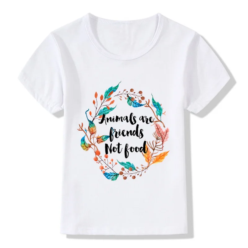 

Animals Are Friends Not Food Design Children's Funny T-Shirts Baby Boys/Girls Go Vegan Tops Tees Kids Summer Clothes,ooo5173