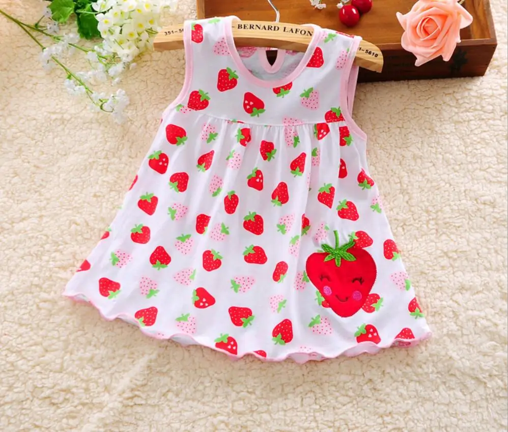 Милое платье для маленьких девочек хлопковые платья трапециевидной формы в горошек без рукавов Повседневная одежда с цветочной аппликацией для принцессы от 0 до 24 месяцев