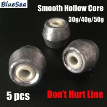 BlueSea 5 шт./пакет 30 г/г 40 г/50 г Гладкий полый сердечник круглый рыболовный свинцовый вес Круглый Капля воды рыболовные грузила для Карповой рыбалки