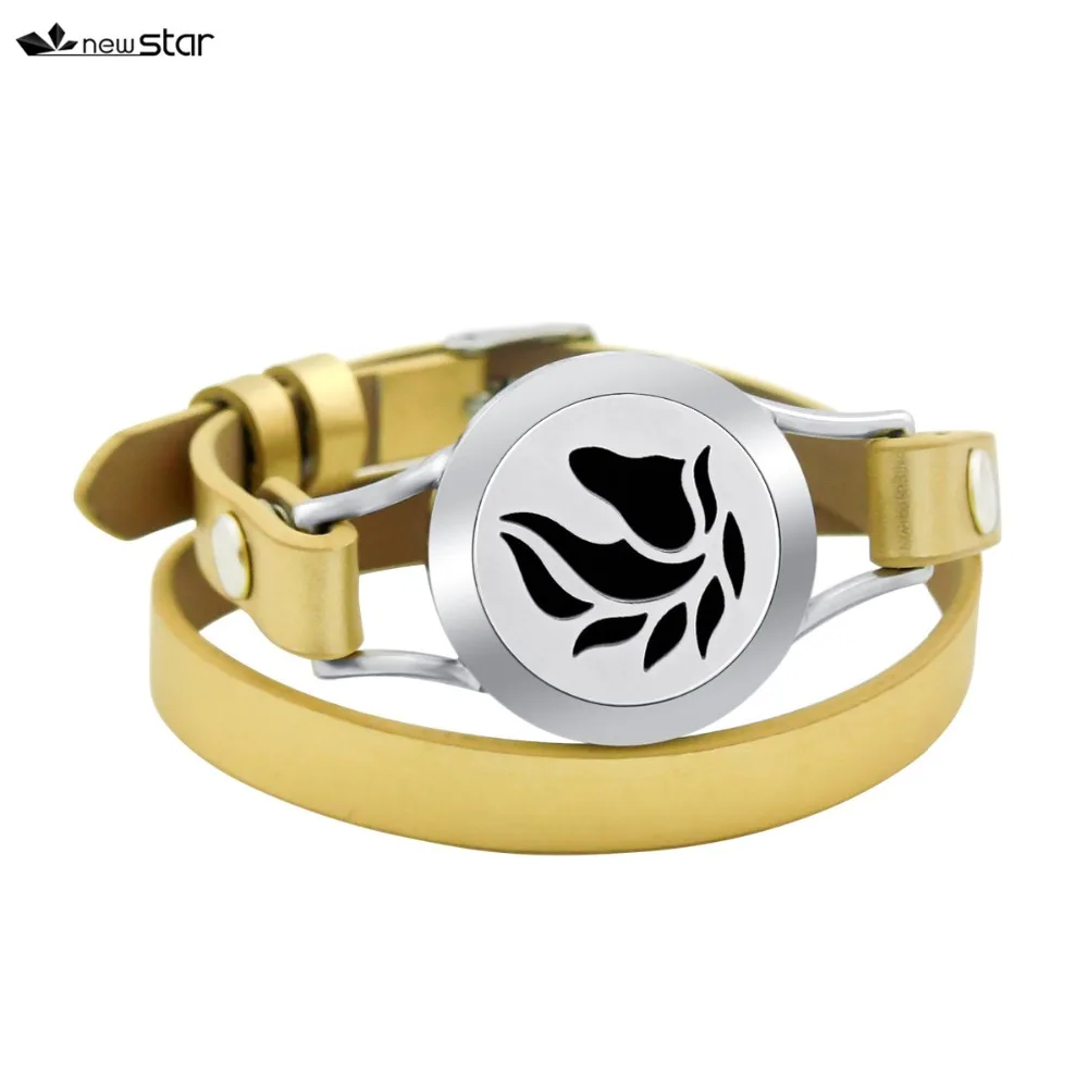 NS-BS090-6 Diffuser Leather Locket Bracelet_