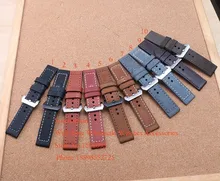 Handmade Thicker Leather smooth Dark Brown Watch band Strap 20mm 22mm 24mm 26mm Bracelets For Mechanical watch military watches