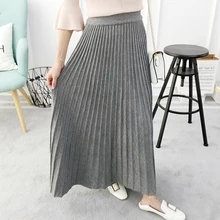 Jupe трикотажные женские юбки макси зимние длинные плиссированные юбки однотонные серые черные юбки с высокой талией Saia Longa Femme