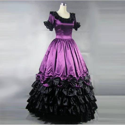 purple-and-black-short-sleeves-gothic-masquerade-ball-gowns