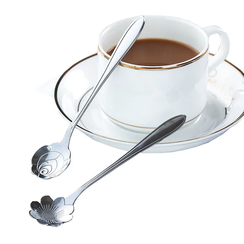 3 قطعة xunzhe coffeeware زهرة شكل المطبخ الإبداعي المقاوم للصدأ ملاعق الآيس كريم خلط ملعقة قهوة أنيقة حلويات ملعقة
