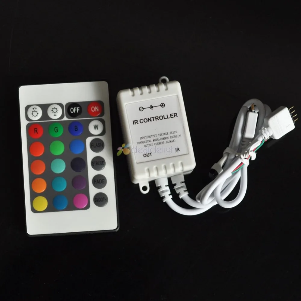5050 SMD 300 светодиодный s RGB Цвет эпоксидной смолы IP65 Водонепроницаемый гибкий Светодиодные ленты света DC12V+ 24-кнопочный ИК-пульт дистанционного управления