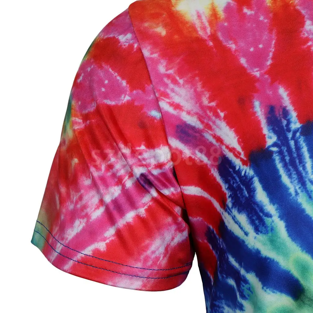 Тропический стиль Tie Dye Graphic футболка с короткими рукавами Повседневные Топы Рубашки в стиле хиппи для молодежи и мужчин