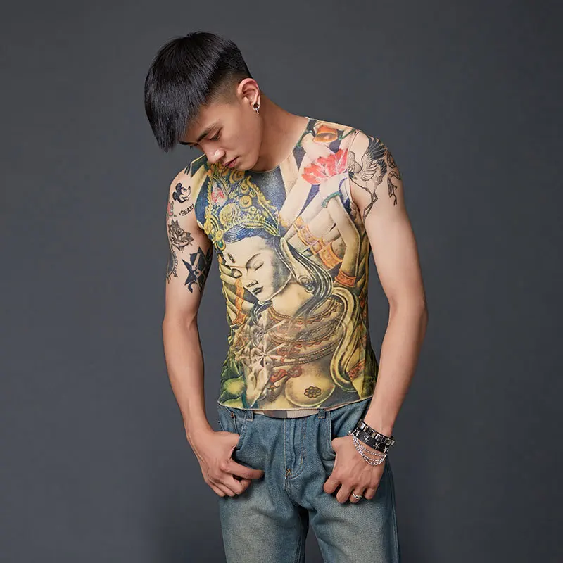 Dichski новая дышащая и быстросохнущие Для мужчин печати татуировки жилет Лето рукавов Велоспорт жилет Джерси дамы рукавов - Цвет: H322 CS-17