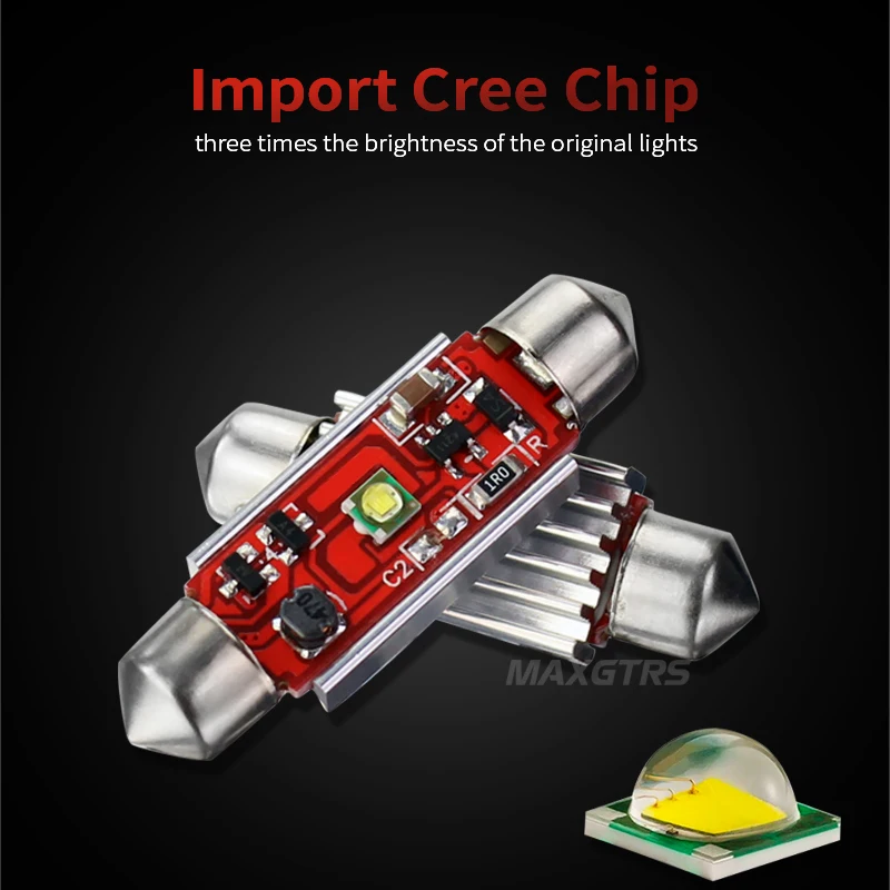 2X автомобильный фестон Cree чип светодиодный светильник 31 мм/36 мм/39 мм/41 мм C5W 12 В номерной знак лампа Интерьер купольная лампа для чтения супер белый