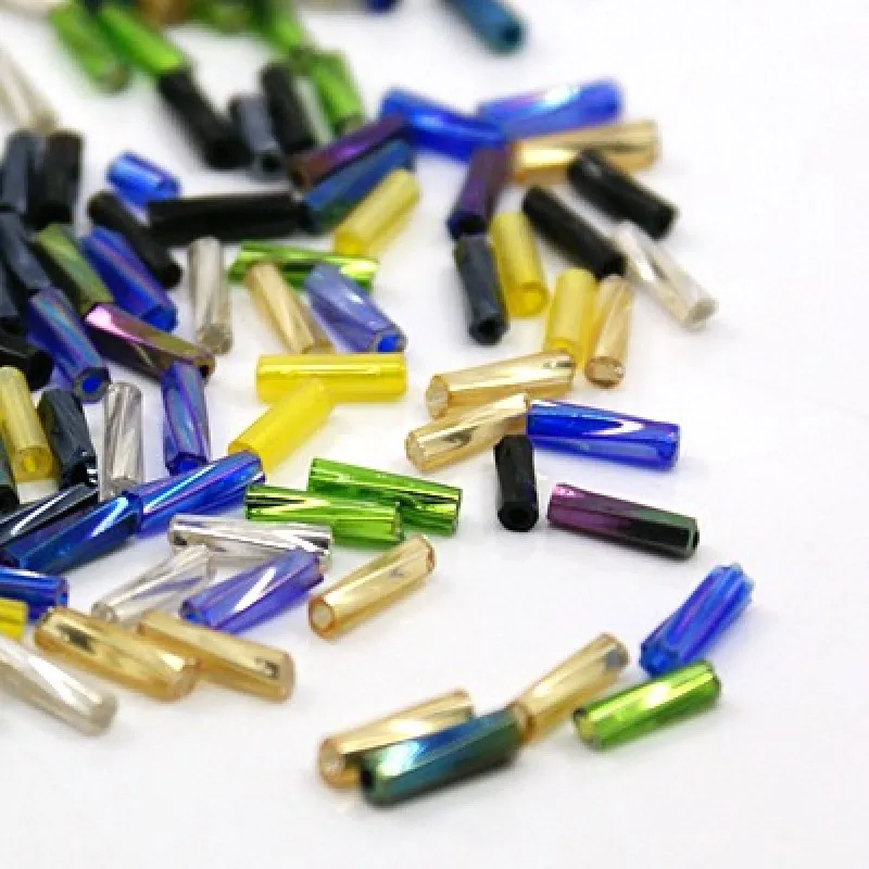 

Pandahall 7~7.5x2mm Glass Twist Bugles Seed Long Beads Mixed Color Spacer Bead Hole: 0.5mm; about 10000pcs/pound Wholesale