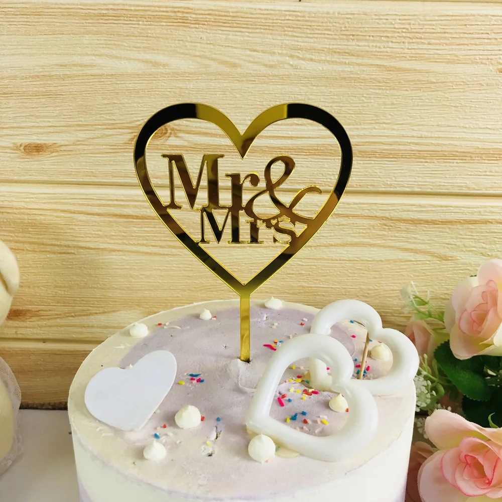 Mr and Mrs with love wedding cake topper, Anniversary and Valentine's Day Cake Topper Decoration Supplies ,Unique Cake Topper (6)