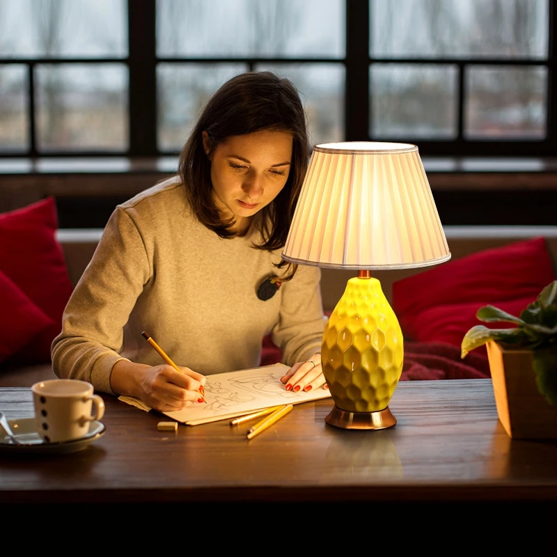 Nordic Minimalist Ceramic LED Table Lamp for Desk Decoration Living Room  Bedroom Bedside Reading Modern Light Fixtures E27 (11)