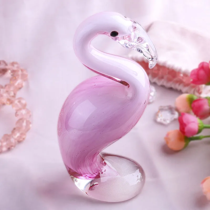H D Hand Blown Pink Flamingo 6 6 Murano Style Art Glass Figurine Gift For Christmas Birthday Home Decor Figurines Miniatures Aliexpress