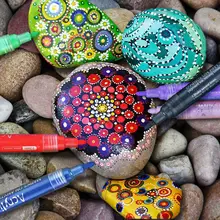 Canetas de tinta permanente de desenho com 12 cores, conjunto de lápis para arte em pintura de rocha e vidro de cerâmica com arte para escritório e escritório suprimentos