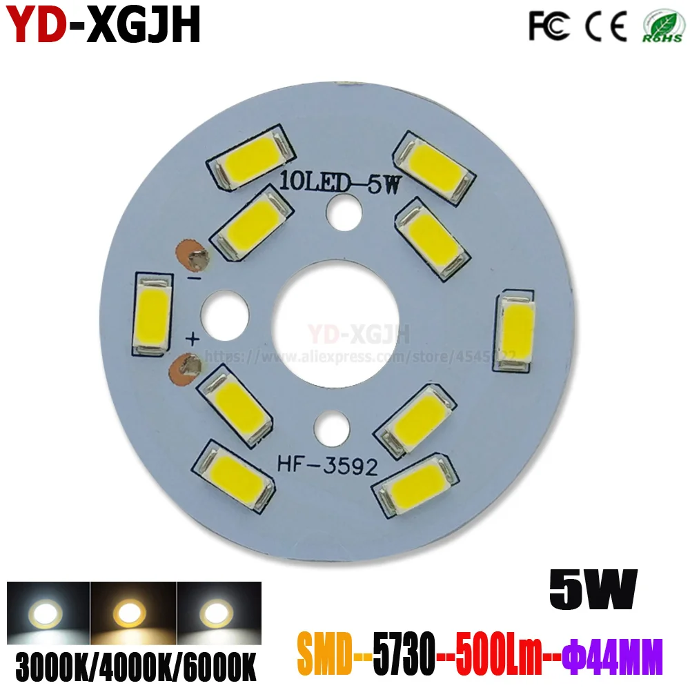 10pf ledes Nyomtatott áramkör ligh Pást installed SMD 5730 ledes Rósejbni Alumínium Villanyégő Autórendszám 5W 44mm warm/natural/white számára Kristálytiszta ligh izzó DIY