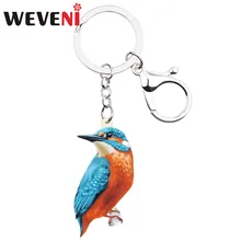 WEVENI акриловые Alcedo Atthis Kingfisher Bird Key брелоки цепочки держатель Модные животные подарок ювелирные изделия для женщин девочек Сумка Подвески