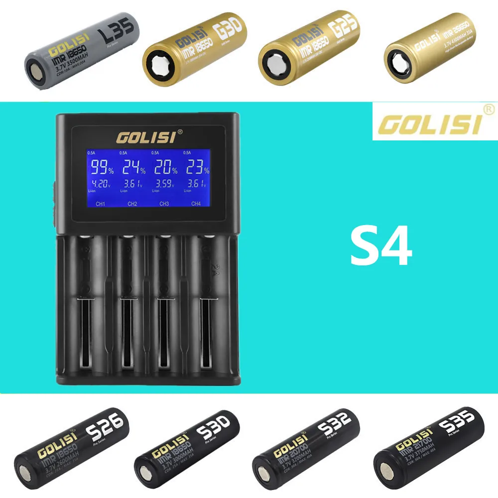 Golisi S2 S4 S6 зарядное устройство с ЖК дисплеем для 18650 21700 26650 Li Ion Ni MH CD AAA AA батареи