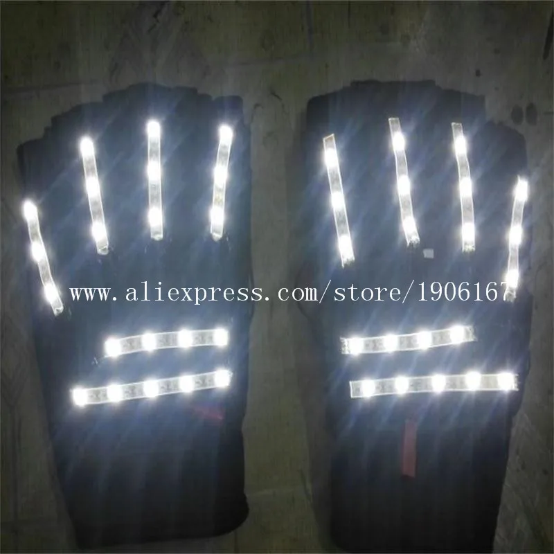 2018 New Led Light Up  White Color Luminous GLoves For DJ Club Party Christmas Halloween Decoration Event & Party Supplies01