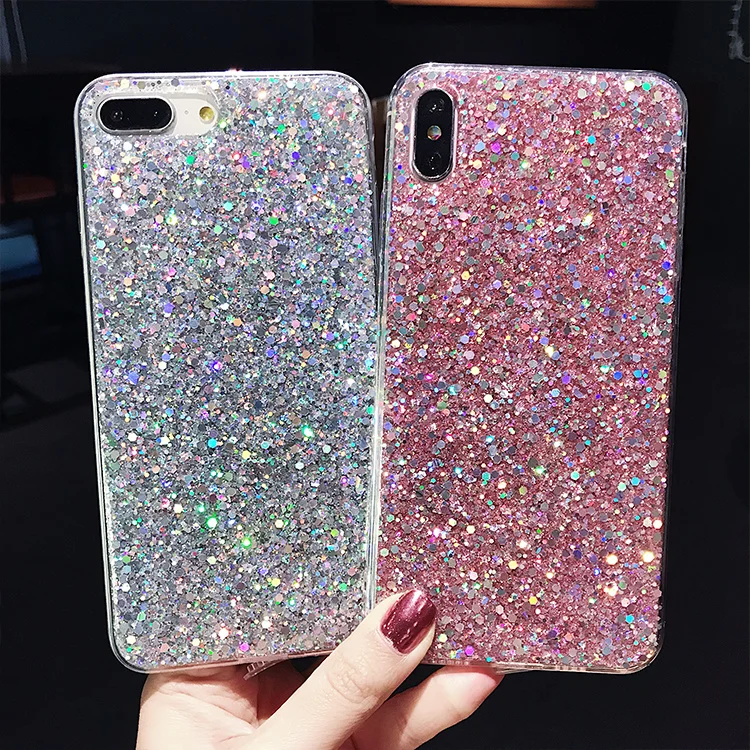 

Luxury Gradient Glitter Sparkly Soft Case For iPhone Xs Max Xr Silicone Shockproof Case For iphone 6s 7 8 plus Ultrathin Tpu Cas