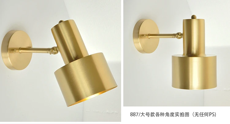 Minimalist copper brass wall light lamp LED bedside toilet bathroom reading wall light LED sconce modern simple gold wall light