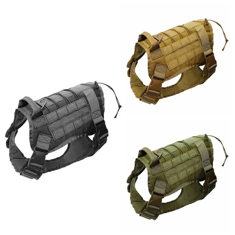  Adjustable Tactical Service Dog Vest Training Hunting Molle Nylon Water-resistan Military Patrol Do