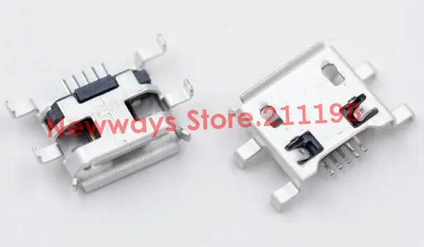 

50pcs Micro USB Connector 5pin 0.72mm heavy plate B type have curling side Female Jack For Mobile Phone Charging Socket