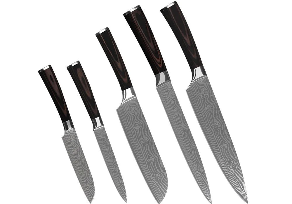 

XYJ 5inch utility 5" 7" santoku 8" slicing chef knife 7Cr17 pattern stainless steel kitchen knives new stainless steel knife set