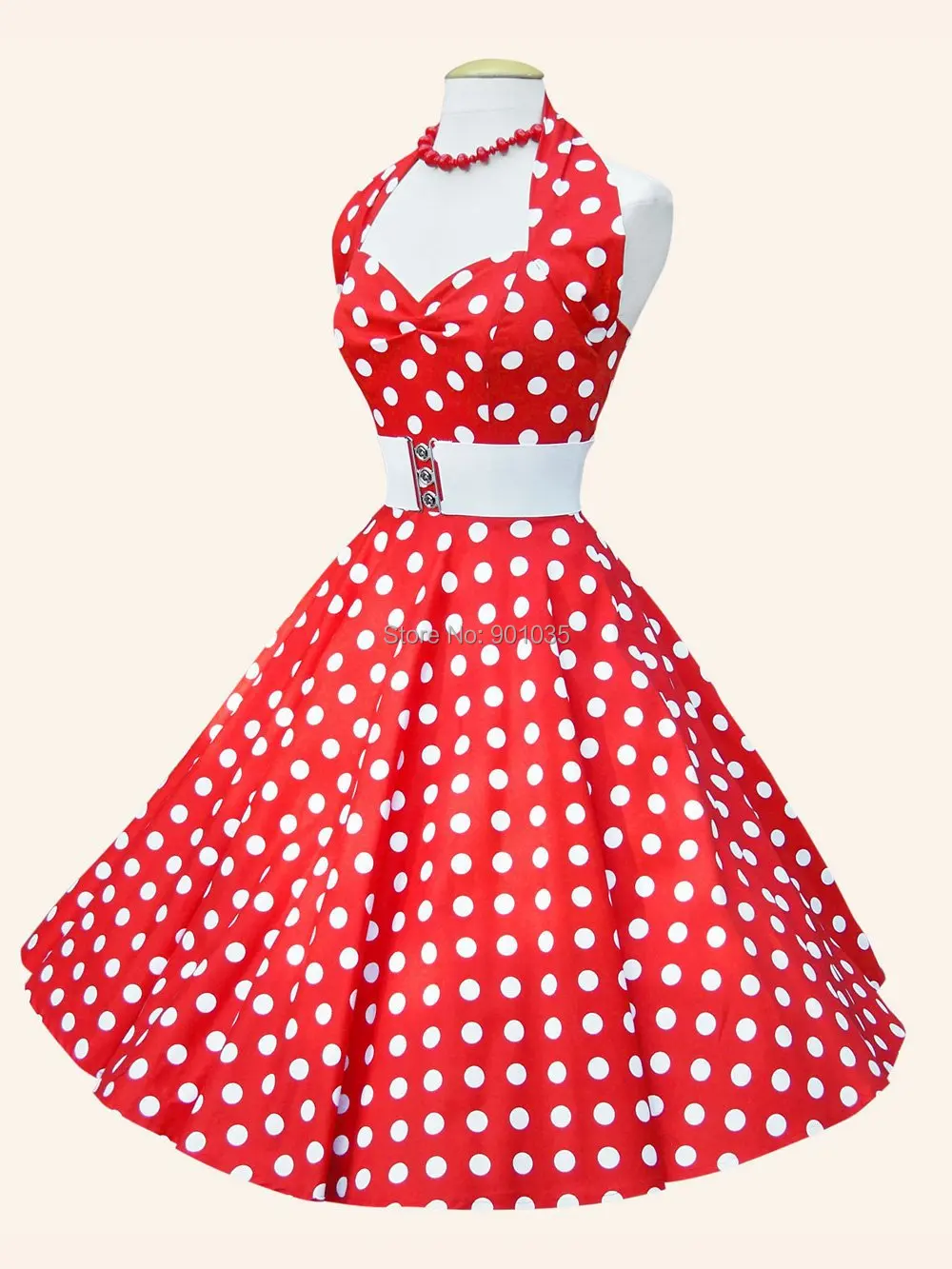 red and white polka dot robe