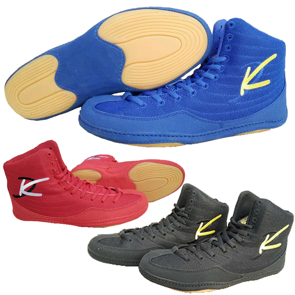 

Professional wrestling shoes Fitness training squat shoes Combat fight boxing shoes blue/red/black