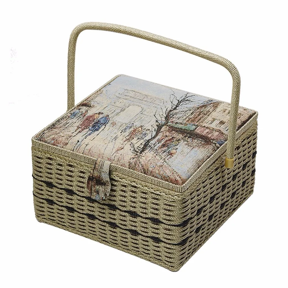 

DIY Household Sewing Storage Basket Cotton Fabric Crafts Storage Box Needle Thread Sewing Tools Organizer Mother's Day Gift