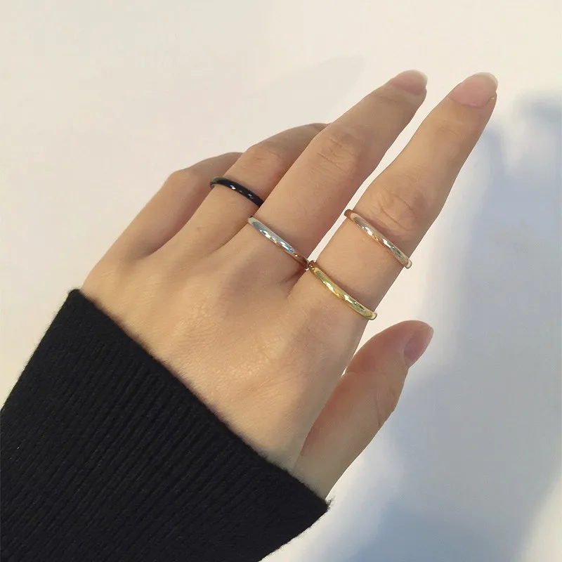 Women Stainless Steel Ring Set 5pcs Extra Small Size #3-#10
