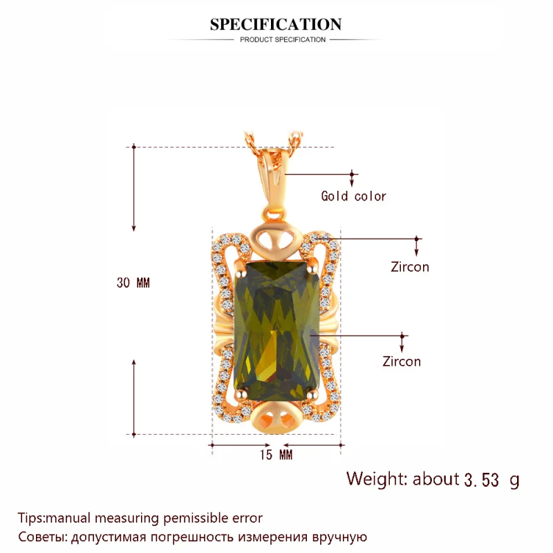 Rolilason Замечательный зеленый золотой тон Модные украшения кулон и розничная LNS639 для Для женщин