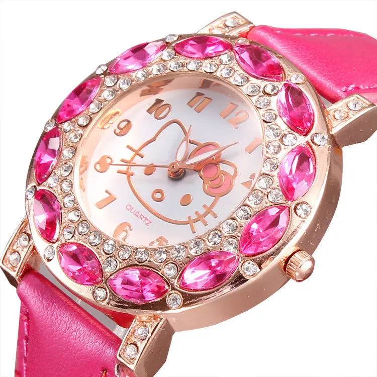 Top Fashion Brand Hello Kitty Kids Quartz font b Watch b font Children Girls font b