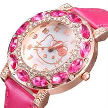Top Fashion Brand Hello Kitty Kids Quartz font b Watch b font Children Girls font b