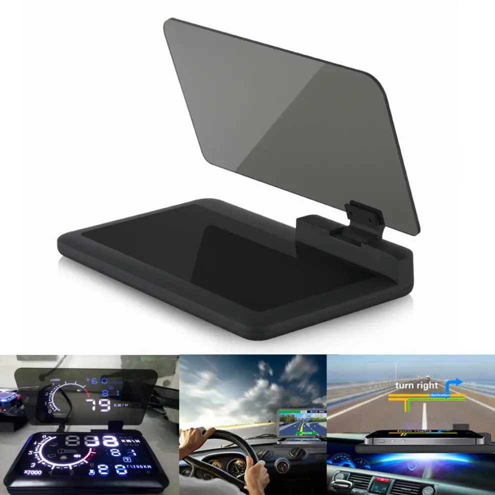 Dewkou 1 PC Black Smartphone HUD Head Up Display Holder, Car Mobile Phone  Holder with HD Image Reflection, GPS Navigation Projector Heads Up Display  (USB Charge) : : Electronics