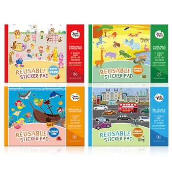 

Waterproof Kids Sticker Books Reusable Sticker Pad Self Adhesive Flake Transparent PVC Film Cute Stickers for Children Kids Toys