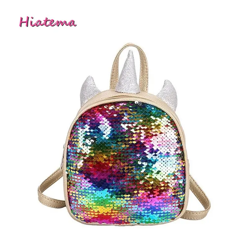 

Hiatema Women Mini Unicorn Sequins Backpack Teenagers Cute Backpack Children Small Shoulder Bags Female Travel Bags