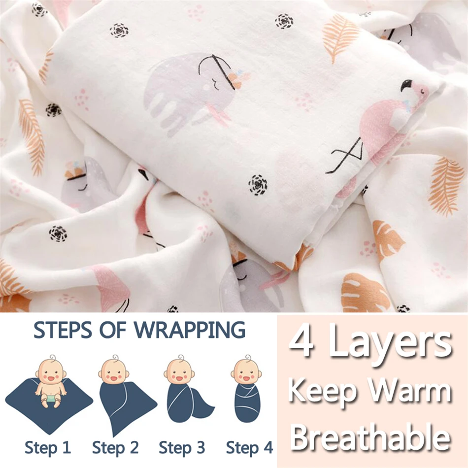 4 слоя бамбуковые муслиновые пеленальные одеяло для новорожденного одеяло для ребенка пеленать одеяло прямоугольной формы, из муслина пеленки Хлопок Детская ванна