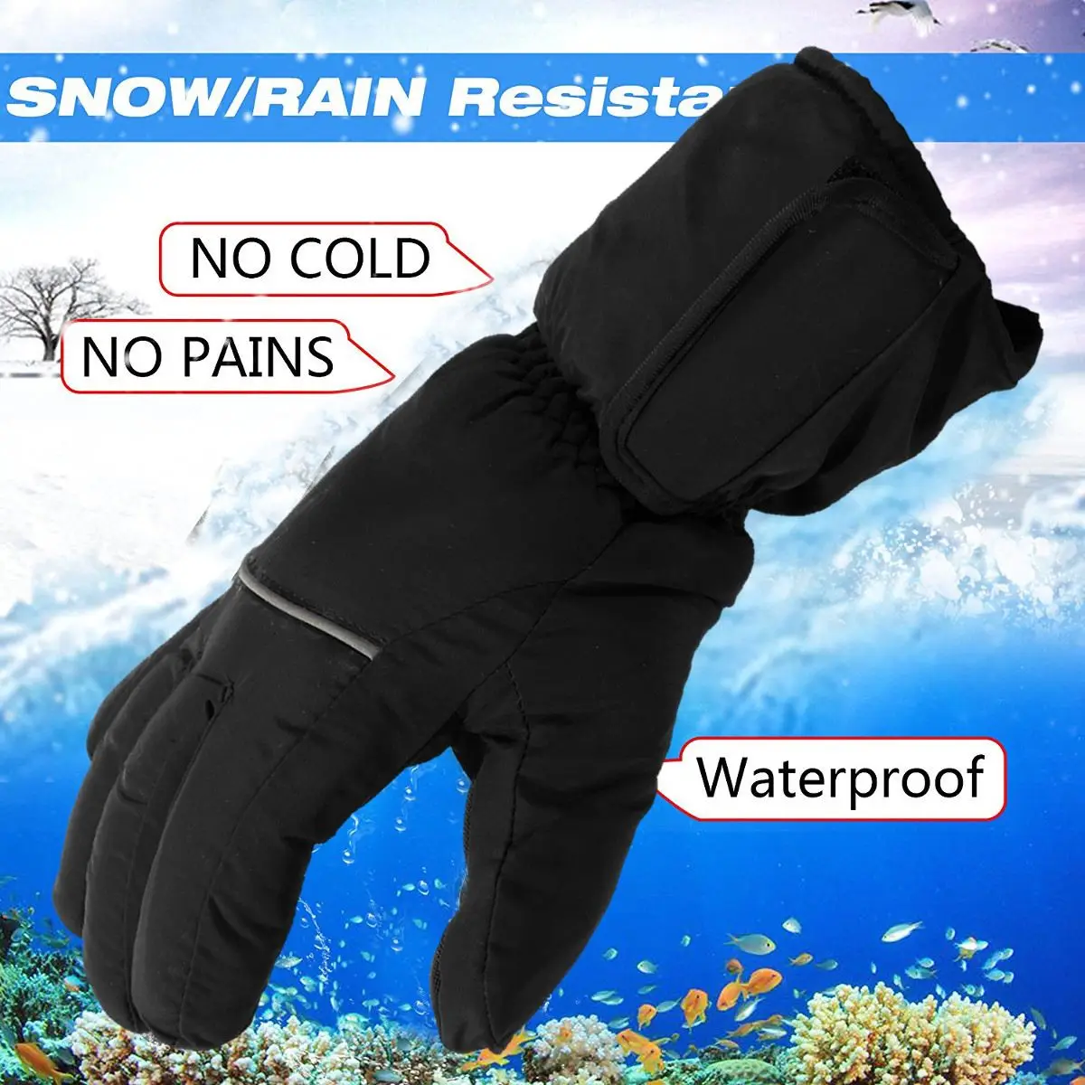 

Pair Waterproof Snow Ski Motorbike Winter Warmer Gloves Electric Battery Heated Gloves Bicycle Work Full Finger Gloves