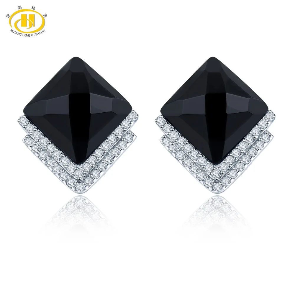 Cena Hutang naturalne czarny agat kobiet klipsy stałe 925 Sterling Silver grzywny klasyczne Korea styl biżuteria New Arrival na prezent