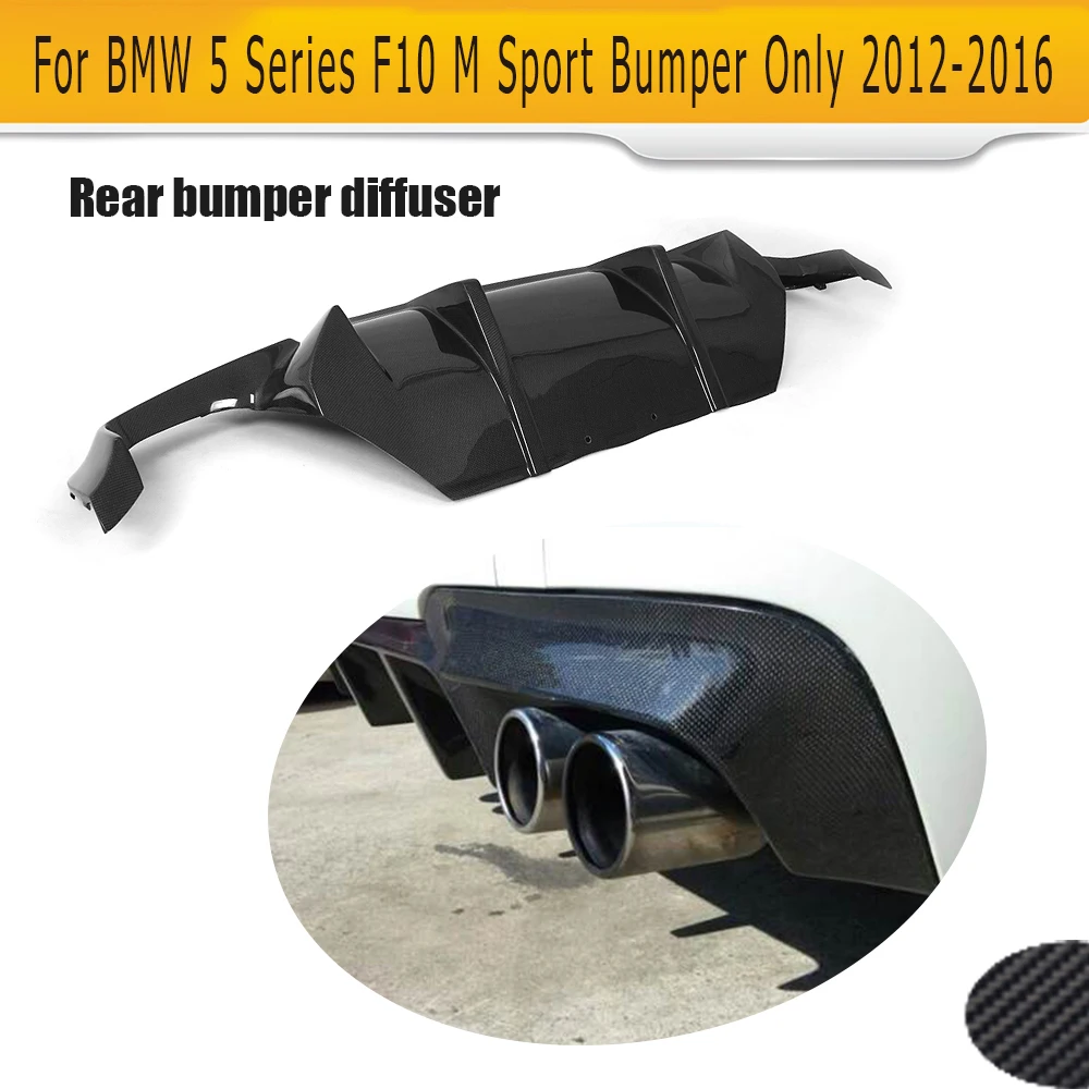 

5 Series diffuser for BMW F10 M Sport M Tech Sedan 2012-2016 D Style FRP Carbon fiber dual exhaust 2 out rear bumper Lip Spoiler