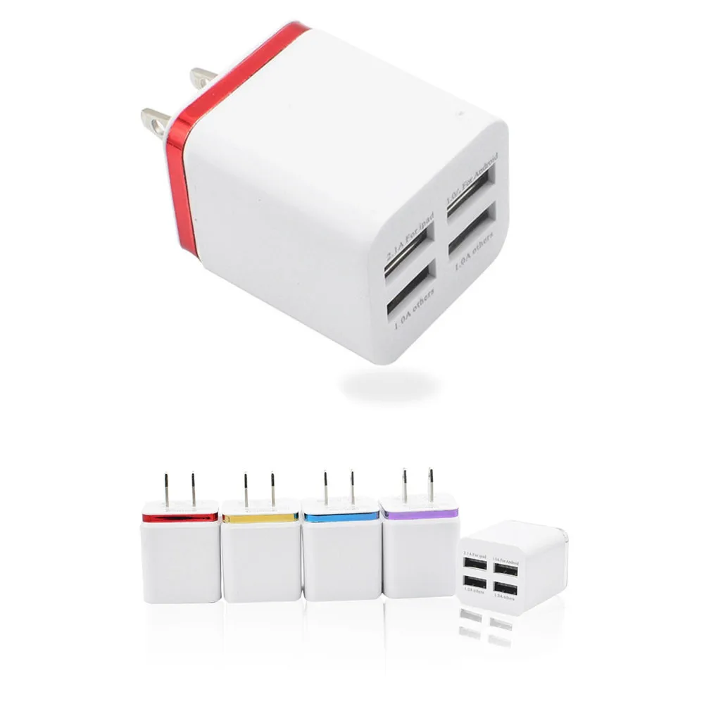 

Universal 2.1A 4-port USB 2.0 American Standard Plug Home Travel Wall Plug-in Charger AC Power Conversion Adapter #10