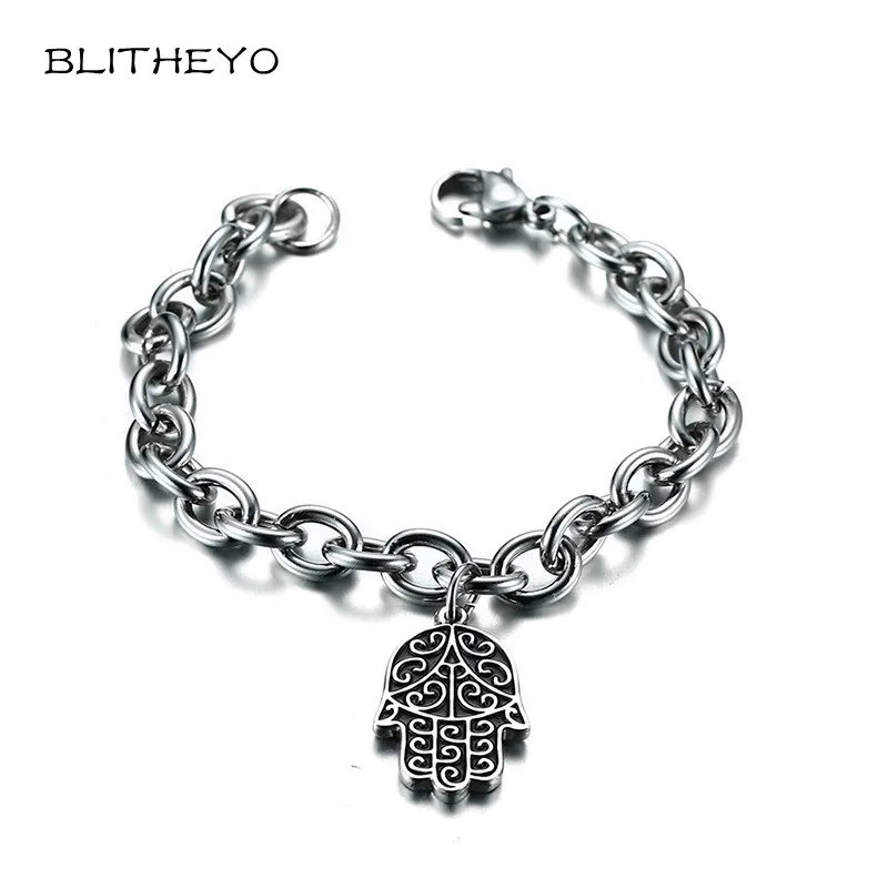 Blitheyo Хамса браслет для Для мужчин высокое качество Нержавеющая сталь ручной